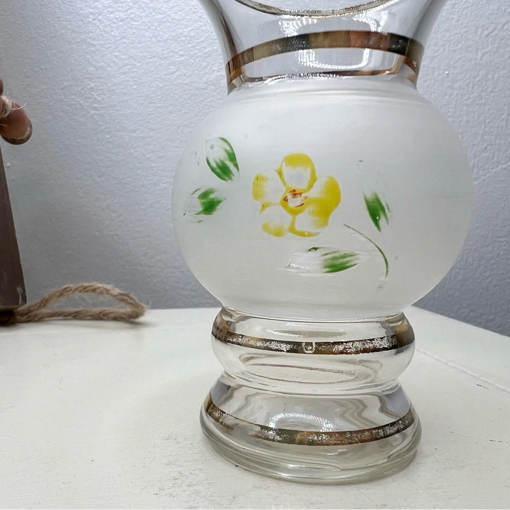 Vintage Bartlett Collins Clear & Frosted Glass Bud Vase